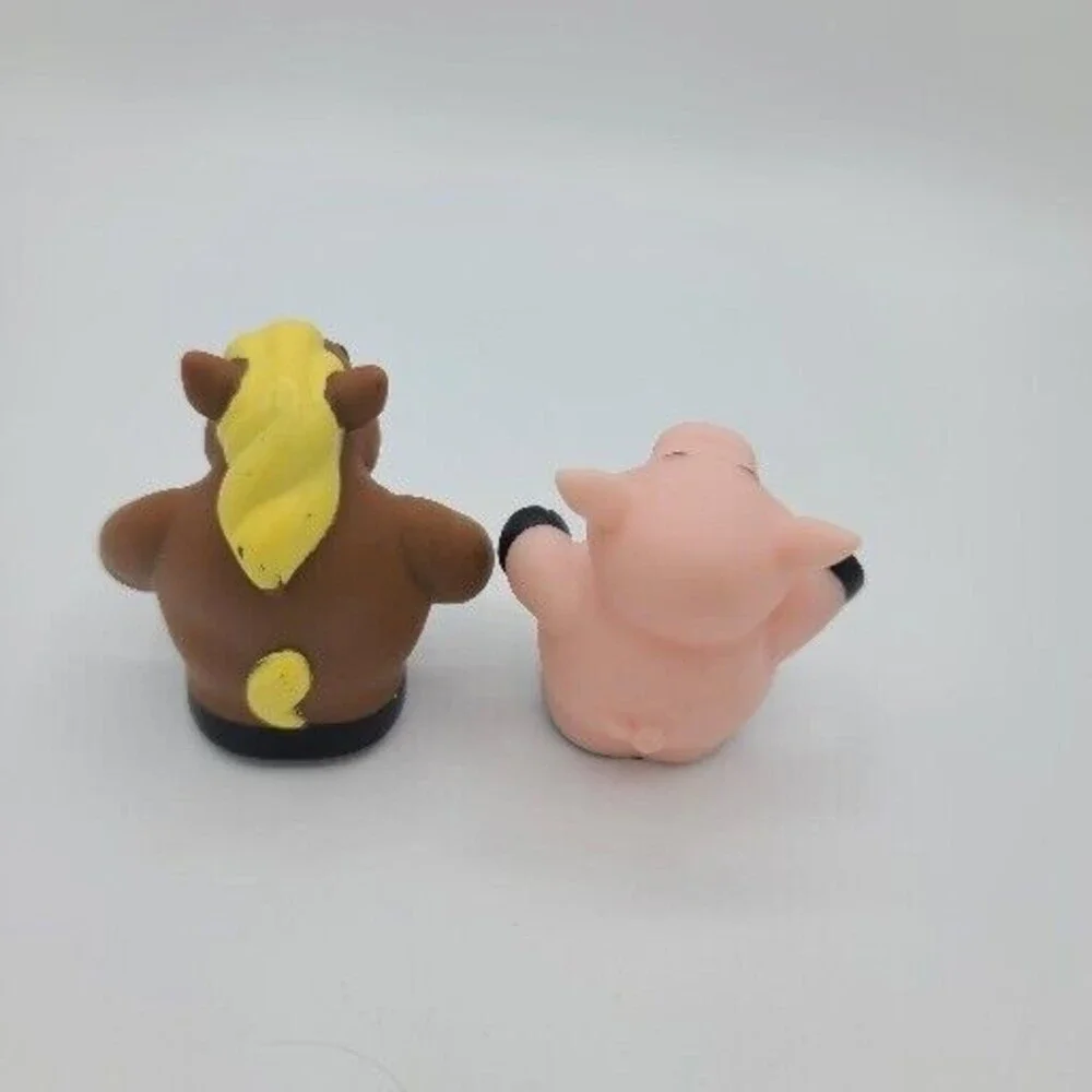 Tomy Ertl John Deere Farm Animals  2 Farmer Figures Lot Of 6 Cow Horse Sheep Pig
